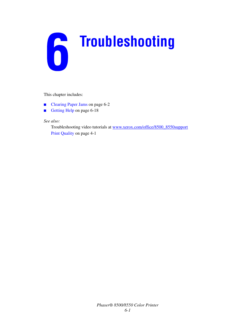 Troubleshooting | Xerox 8500/8550 User Manual | Page 114 / 145