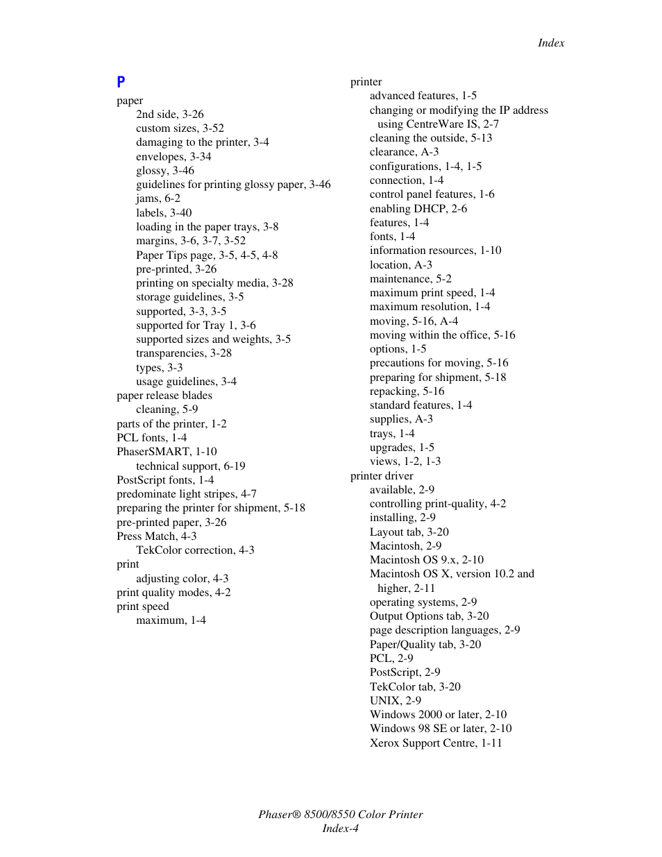 Xerox 8500/8550 User Manual | Page 143 / 145