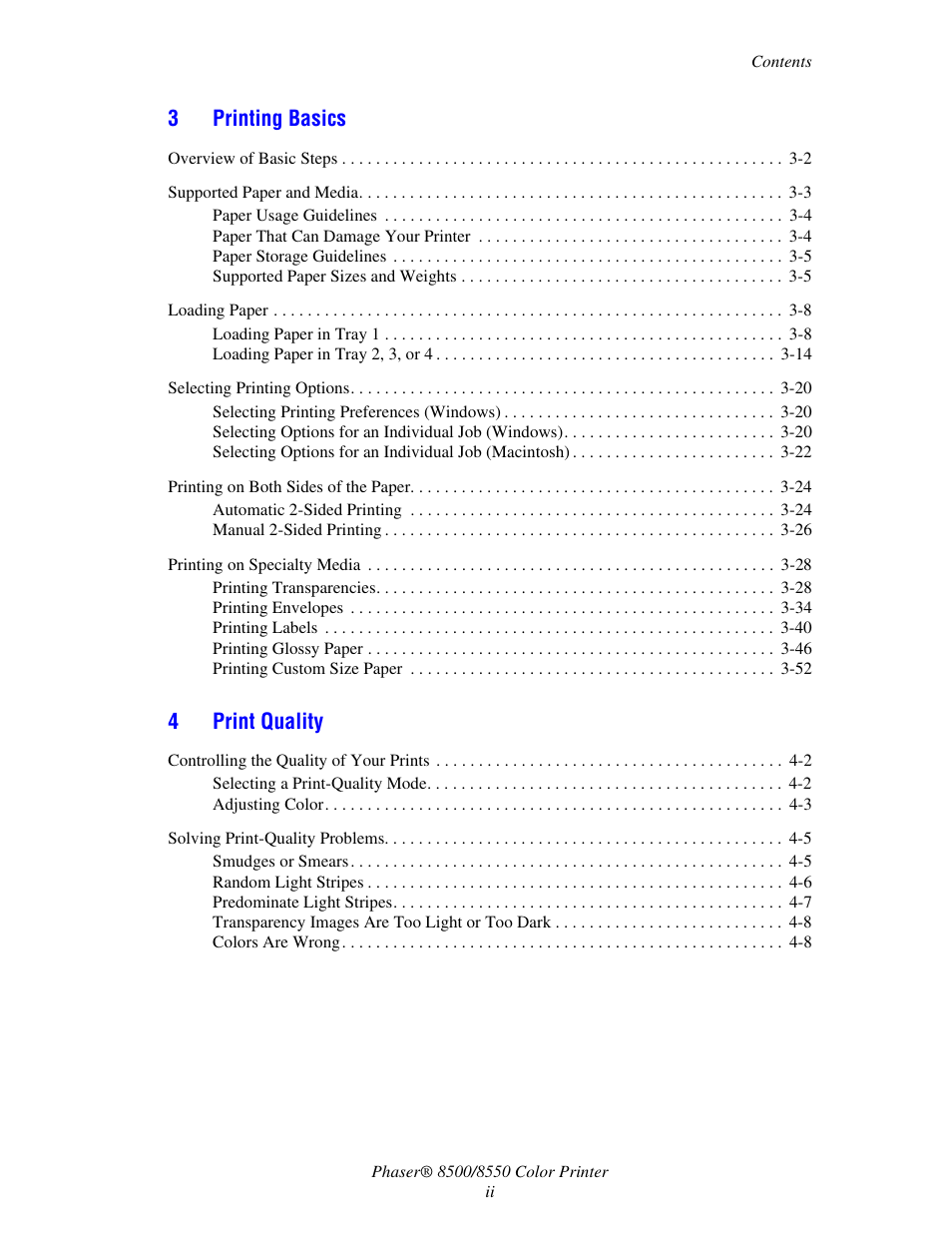 Xerox 8500/8550 User Manual | Page 4 / 145