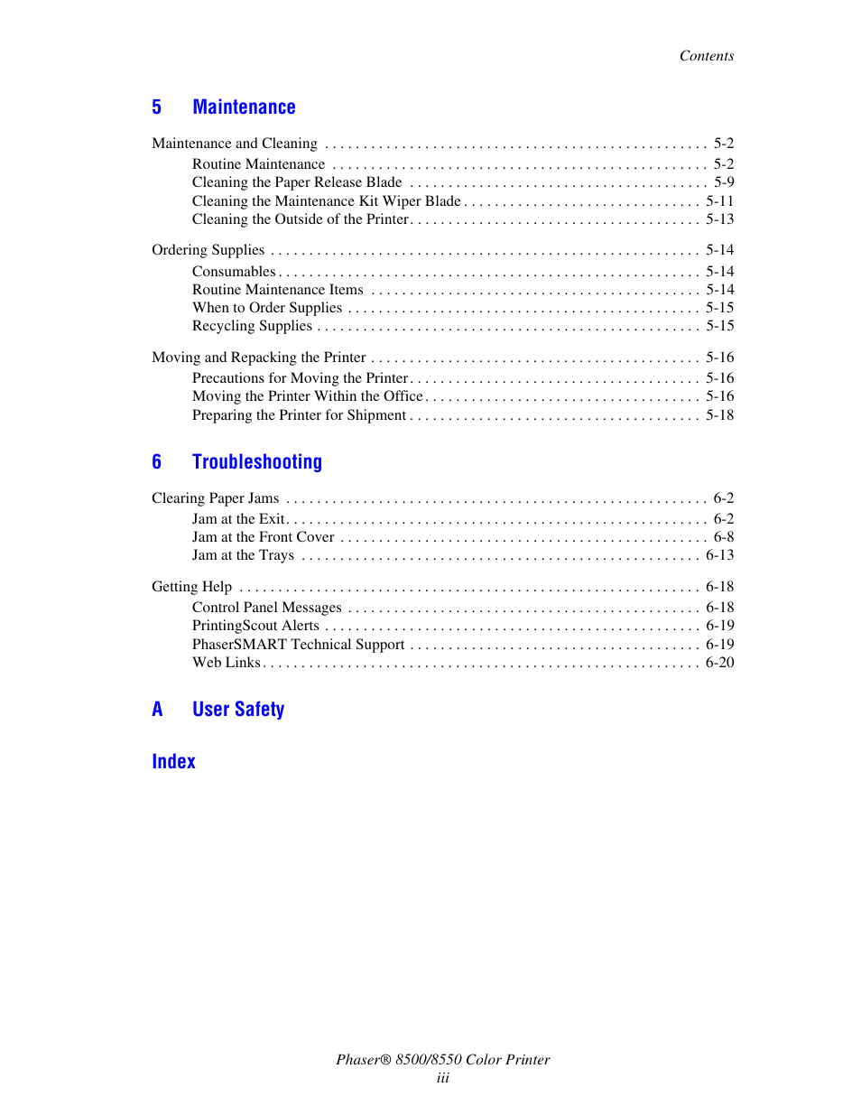 Xerox 8500/8550 User Manual | Page 5 / 145