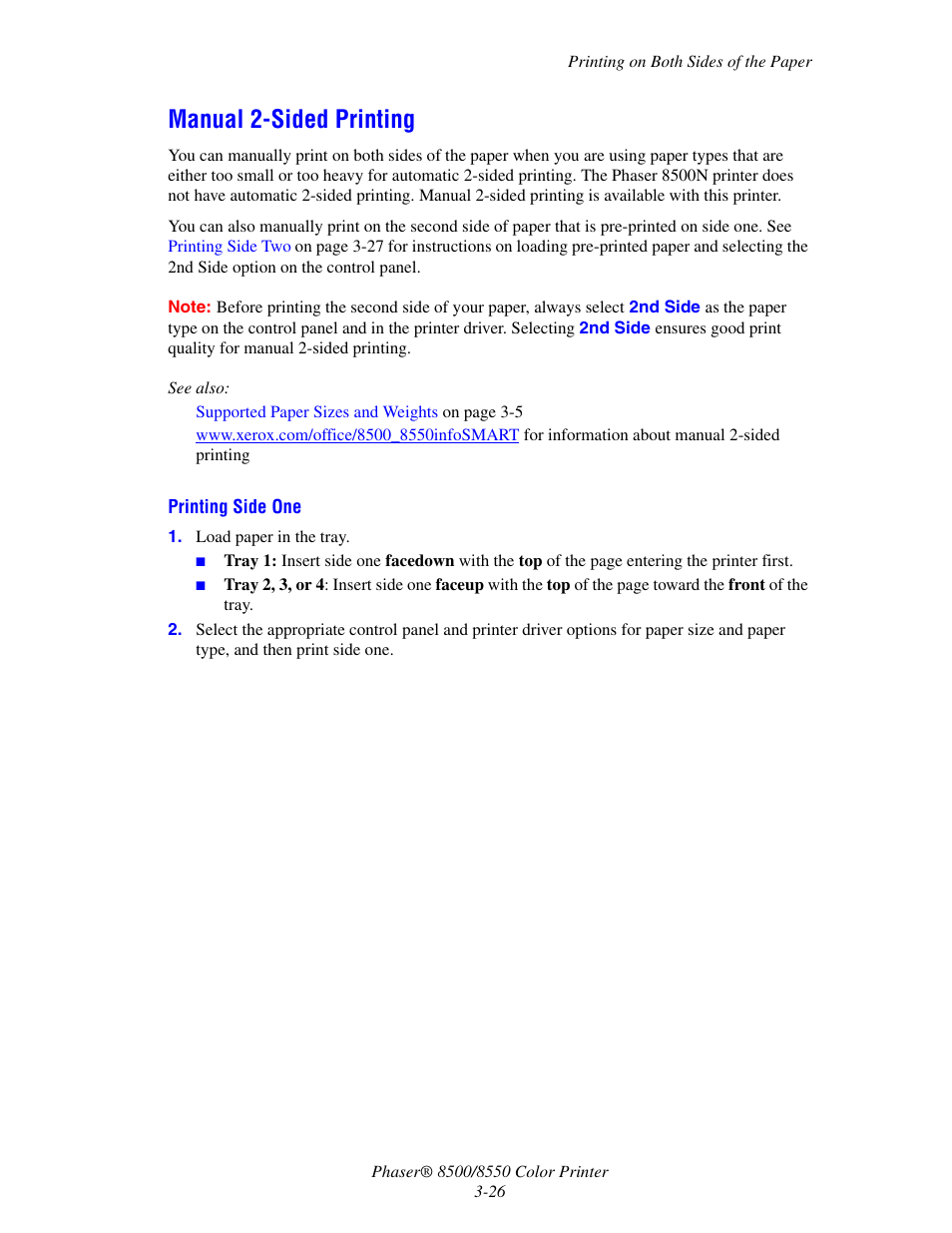 Manual 2-sided printing, Manual 2-sided printing -26 | Xerox 8500/8550 User Manual | Page 54 / 145