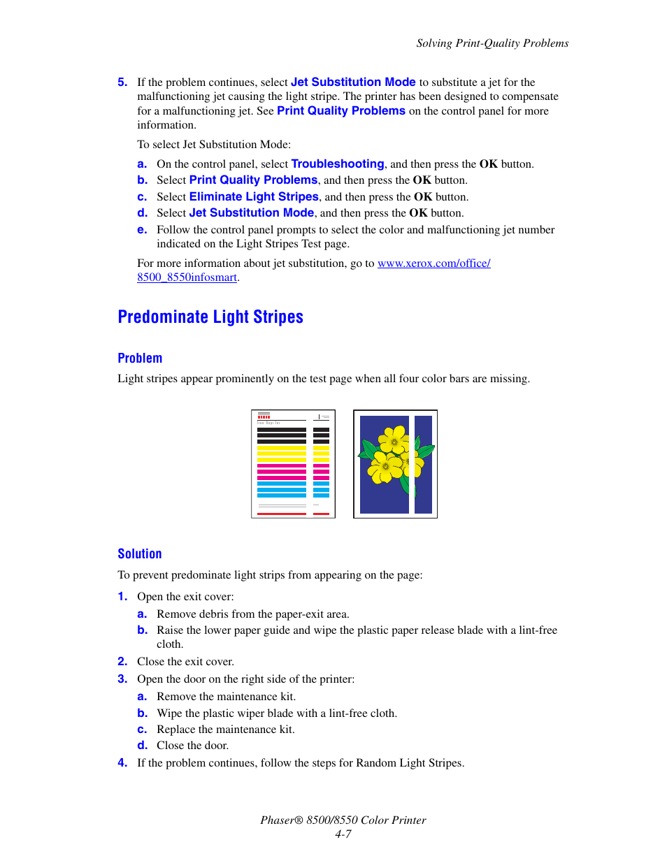 Predominate light stripes, Predominate light stripes -7 | Xerox 8500/8550 User Manual | Page 90 / 145
