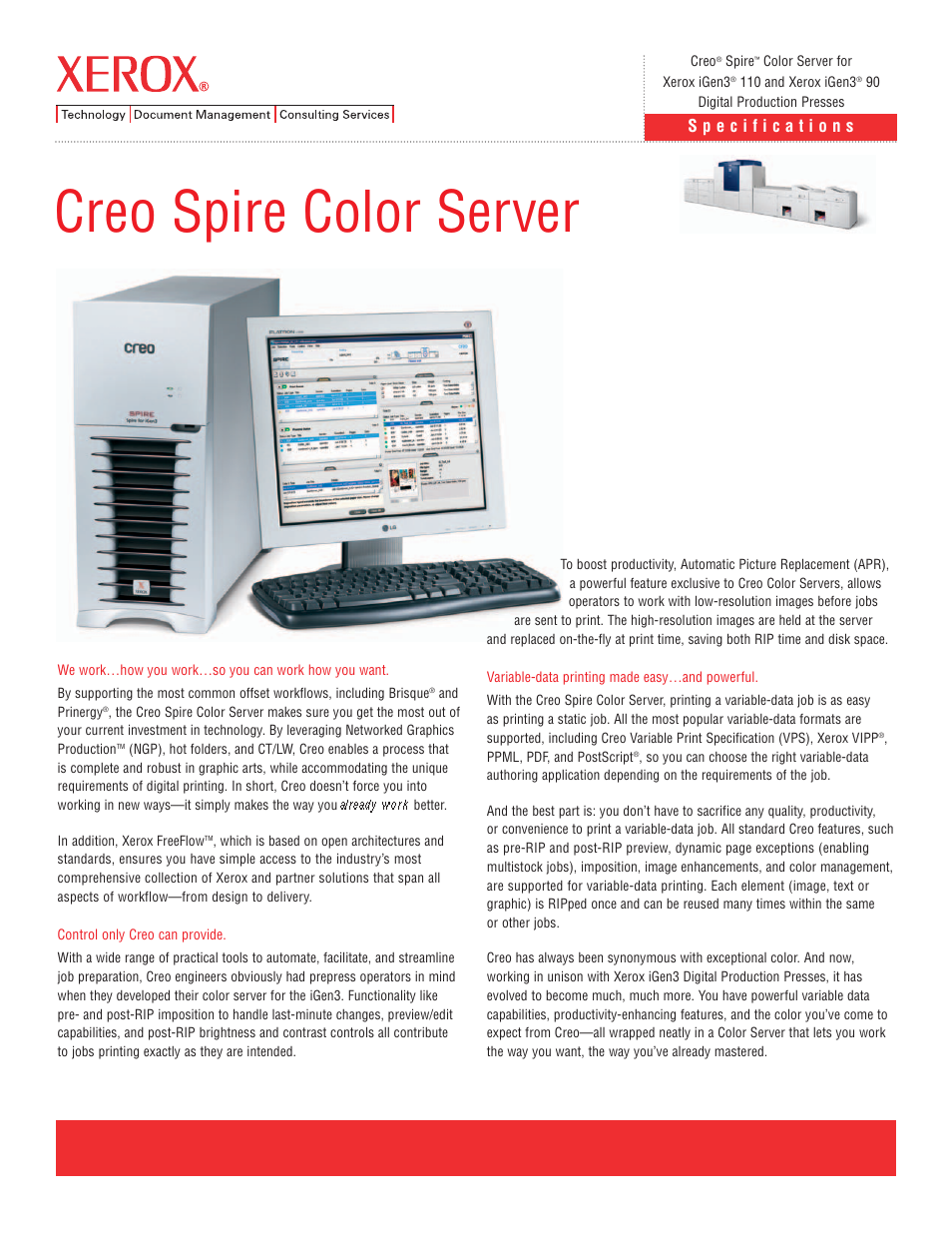 Xerox Creo Spire User Manual | 2 pages