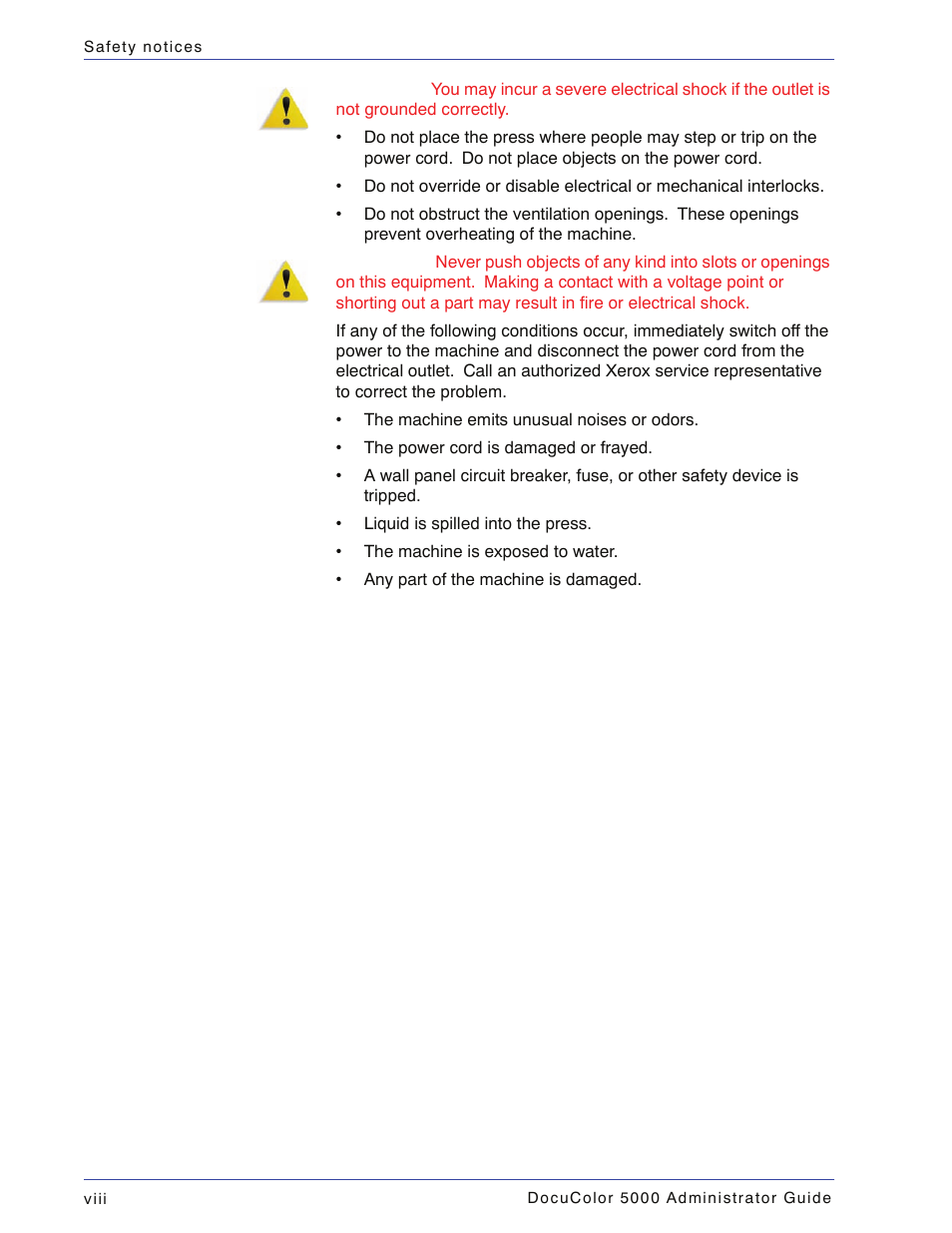 Xerox DocuColor 5000 User Manual | Page 10 / 108