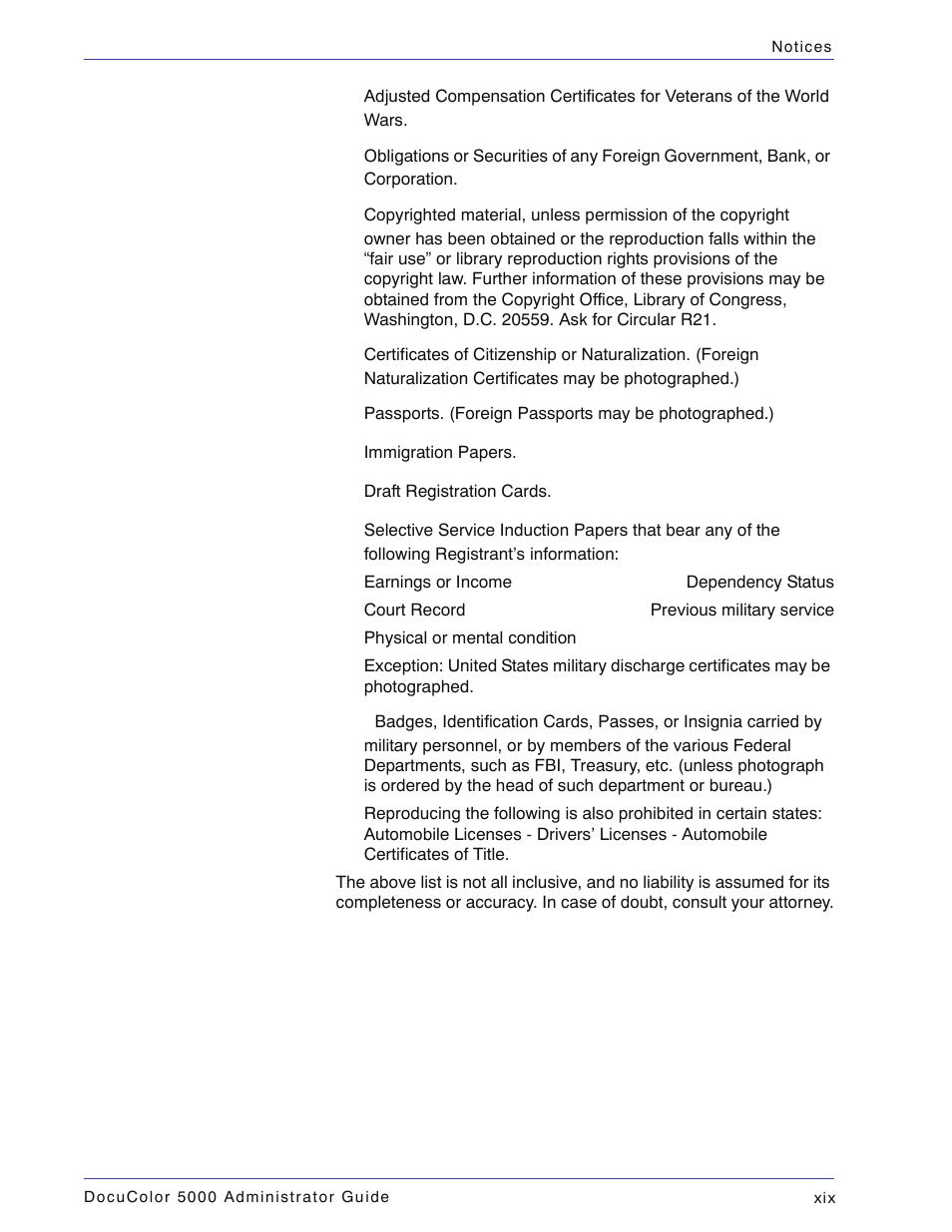 Xerox DocuColor 5000 User Manual | Page 21 / 108