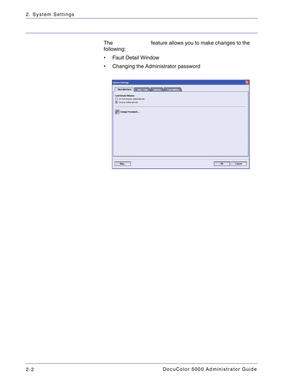 User interface, User interface -2 | Xerox DocuColor 5000 User Manual | Page 32 / 108