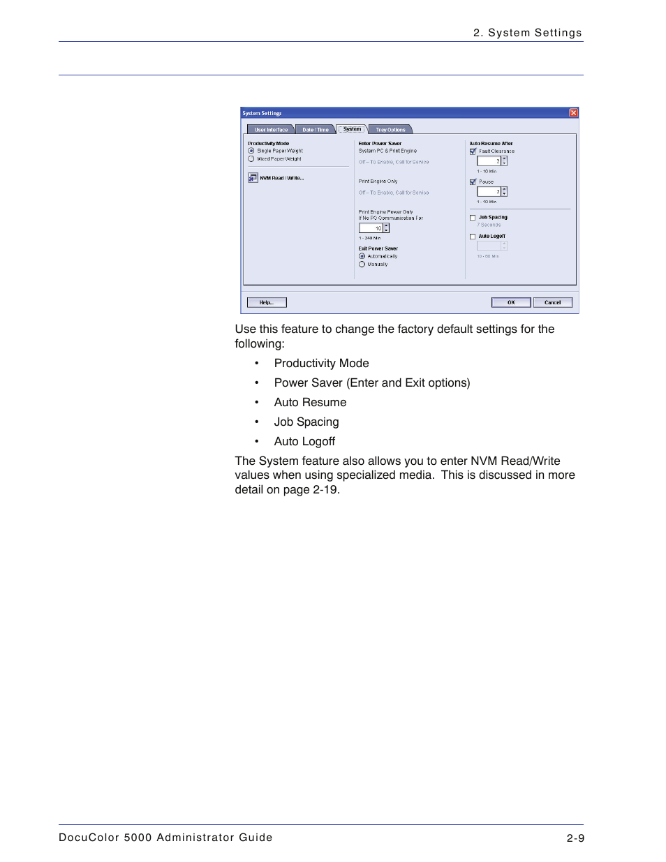System, System -9 | Xerox DocuColor 5000 User Manual | Page 39 / 108