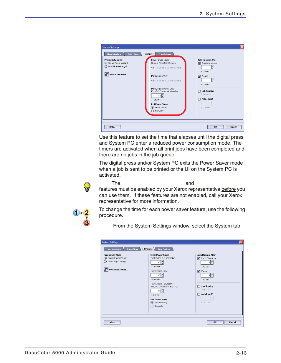 Power saver, Power saver -13 | Xerox DocuColor 5000 User Manual | Page 43 / 108