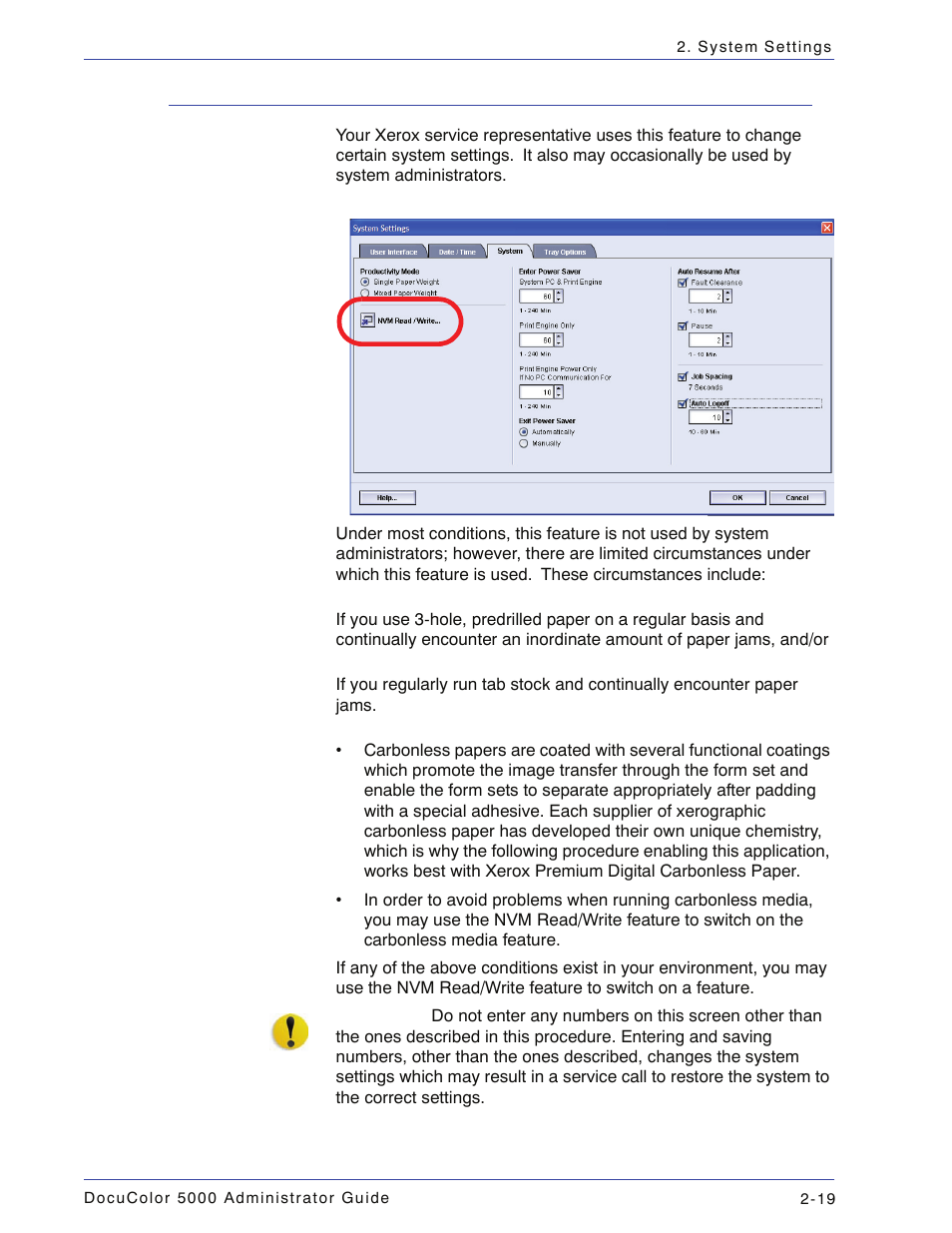 Nvm read/write, Nvm read/write -19 | Xerox DocuColor 5000 User Manual | Page 49 / 108