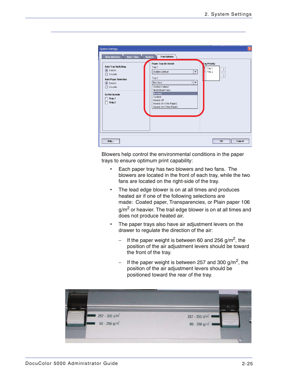 Paper tray assist, Paper tray assist -25 | Xerox DocuColor 5000 User Manual | Page 55 / 108