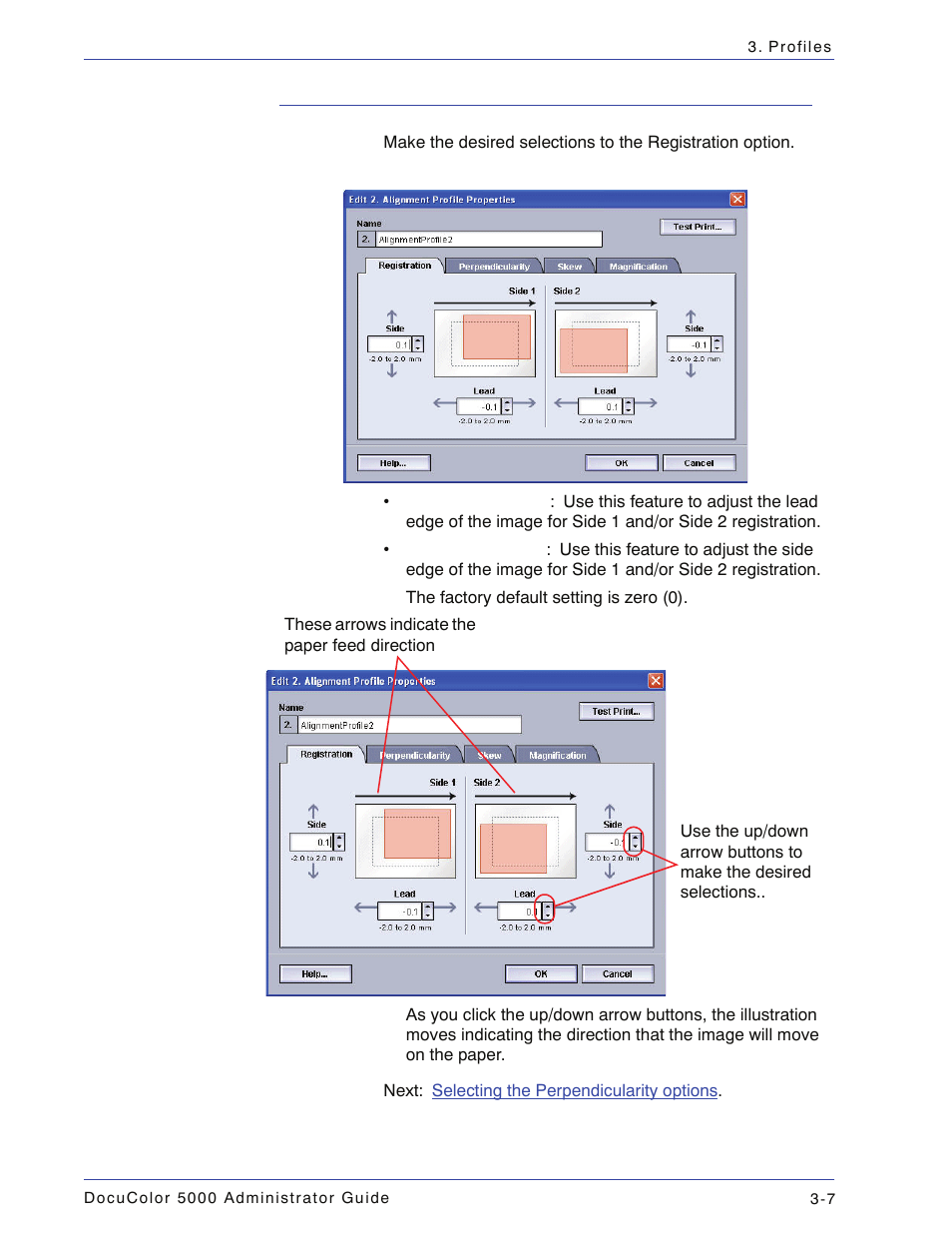 Selecting the registration options, Selecting the registration options -7 | Xerox DocuColor 5000 User Manual | Page 65 / 108