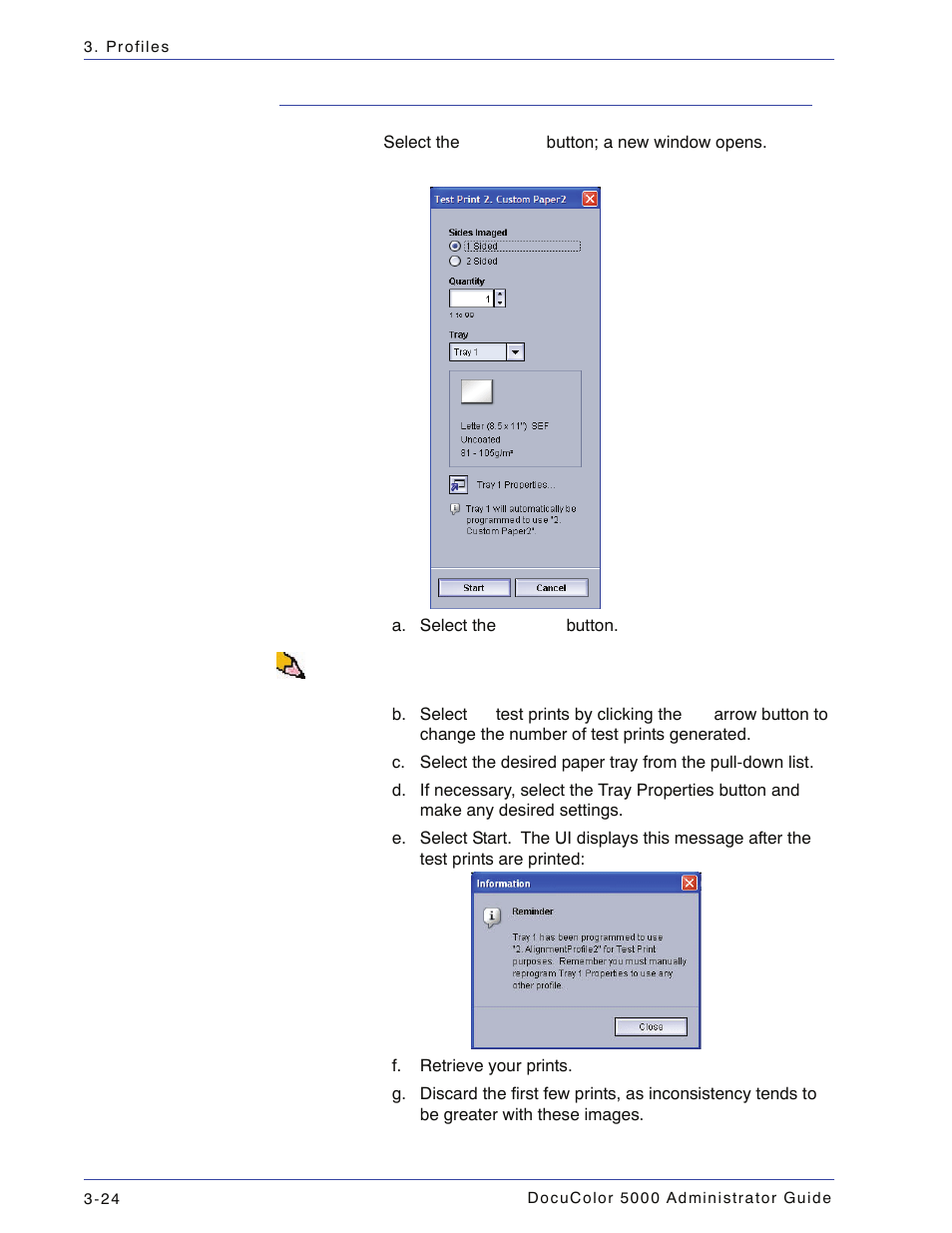 Running test prints | Xerox DocuColor 5000 User Manual | Page 82 / 108