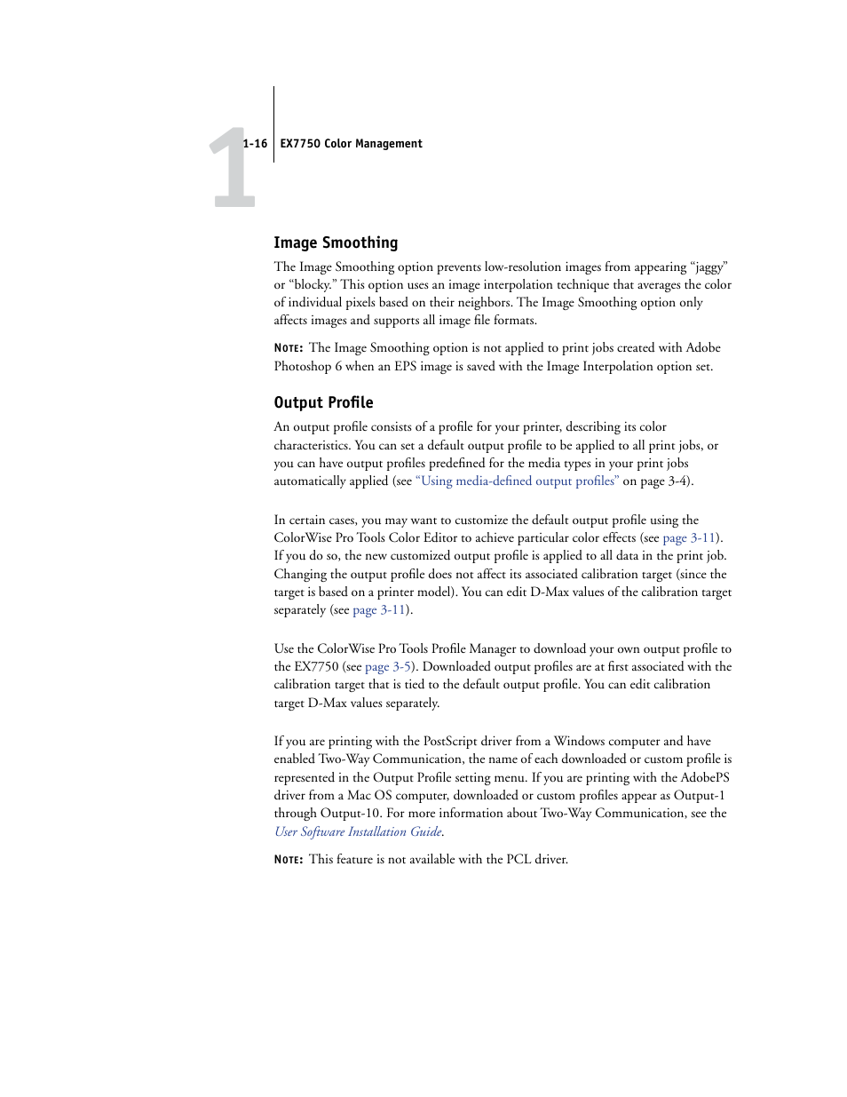Image smoothing, Output profile | Xerox Phaser Printer EX7750 User Manual | Page 32 / 120