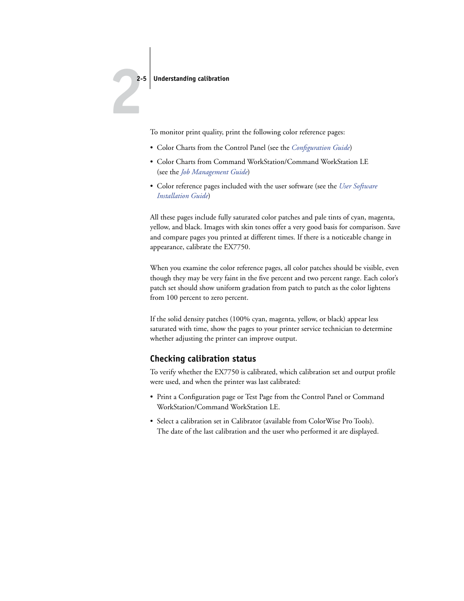 Checking calibration status | Xerox Phaser Printer EX7750 User Manual | Page 45 / 120