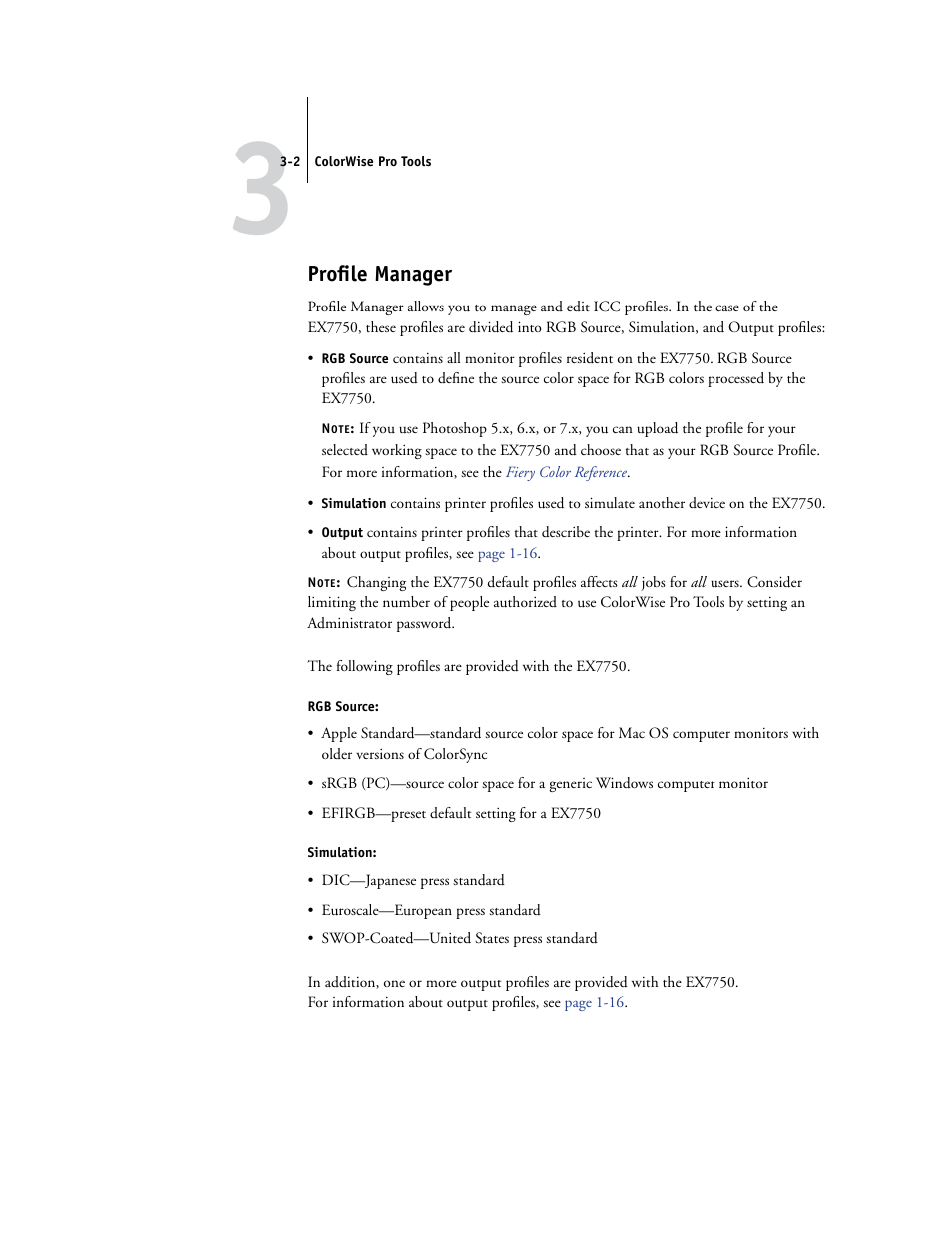 Profile manager | Xerox Phaser Printer EX7750 User Manual | Page 66 / 120