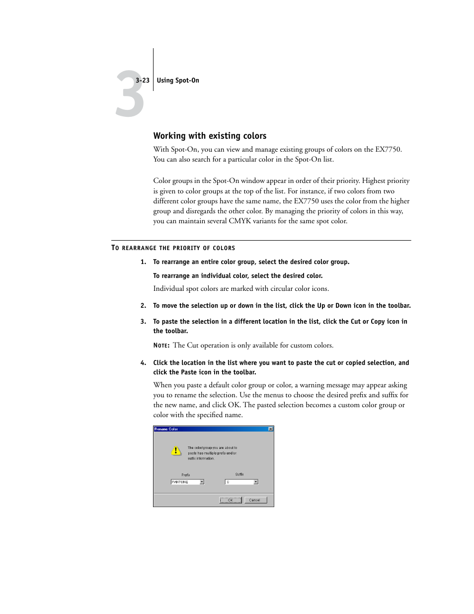Working with existing colors | Xerox Phaser Printer EX7750 User Manual | Page 87 / 120