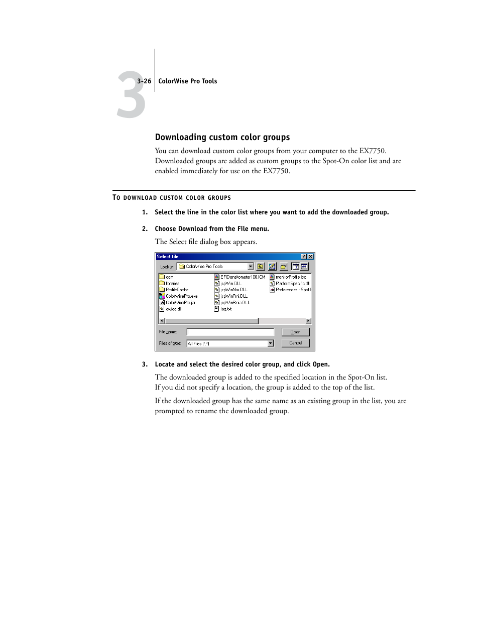 Downloading custom color groups | Xerox Phaser Printer EX7750 User Manual | Page 90 / 120