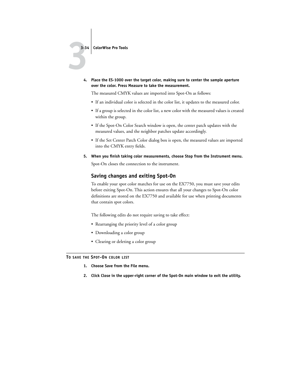 Saving changes and exiting spot-on | Xerox Phaser Printer EX7750 User Manual | Page 98 / 120