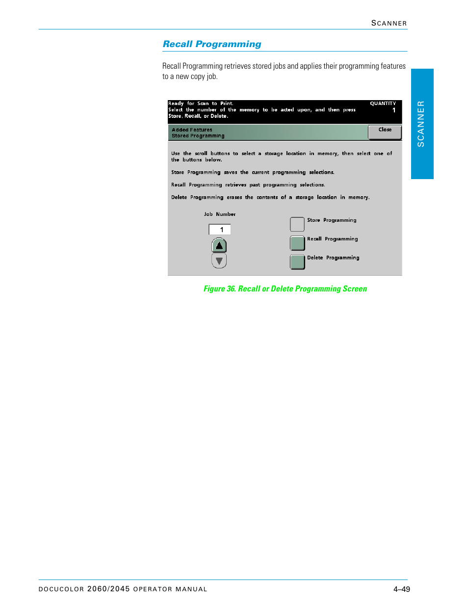 Recall programming, Recall programming –49 | Xerox DocuColor 2060 User Manual | Page 159 / 340