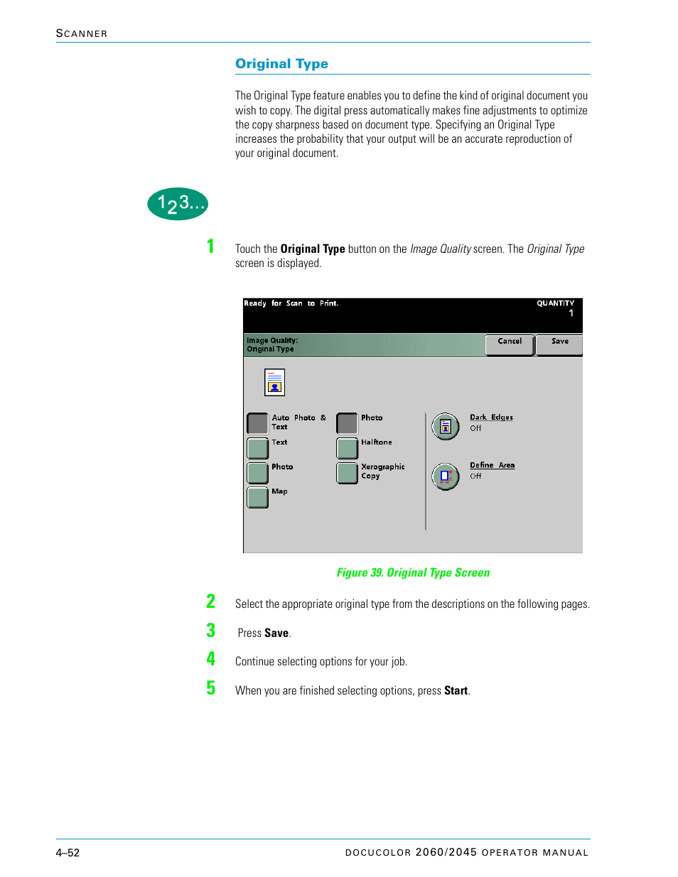 Original type, Original type –52 | Xerox DocuColor 2060 User Manual | Page 162 / 340