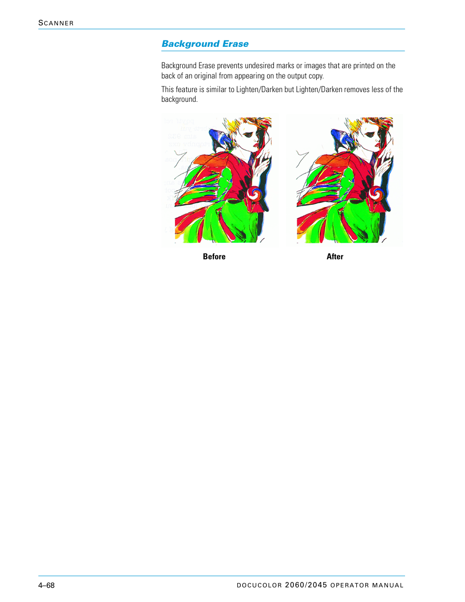 Background erase, Background erase –68 | Xerox DocuColor 2060 User Manual | Page 178 / 340