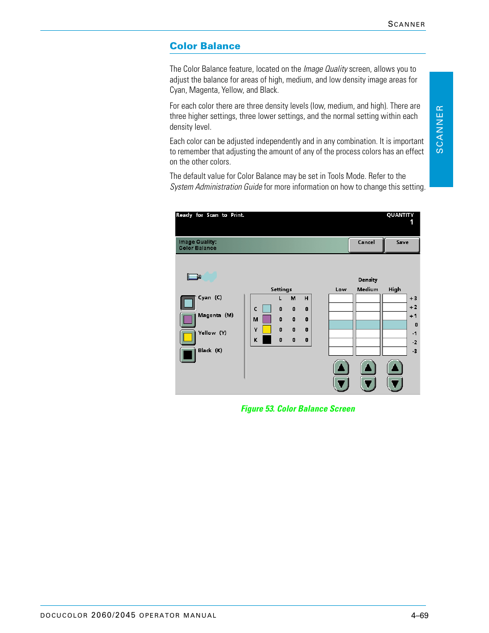 Color balance, Color balance –69 | Xerox DocuColor 2060 User Manual | Page 179 / 340