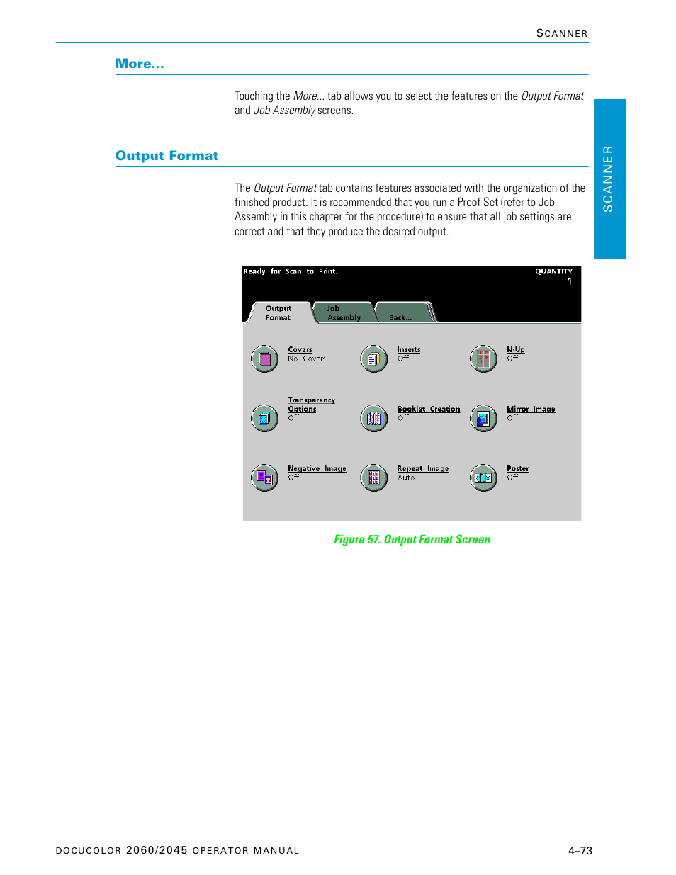 More, Output format, More –73 | Output format –73 | Xerox DocuColor 2060 User Manual | Page 183 / 340