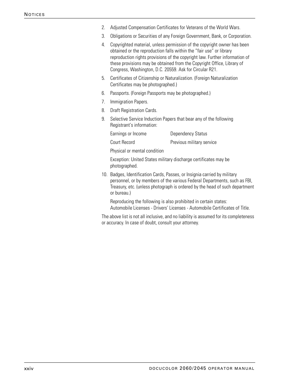 Xerox DocuColor 2060 User Manual | Page 24 / 340