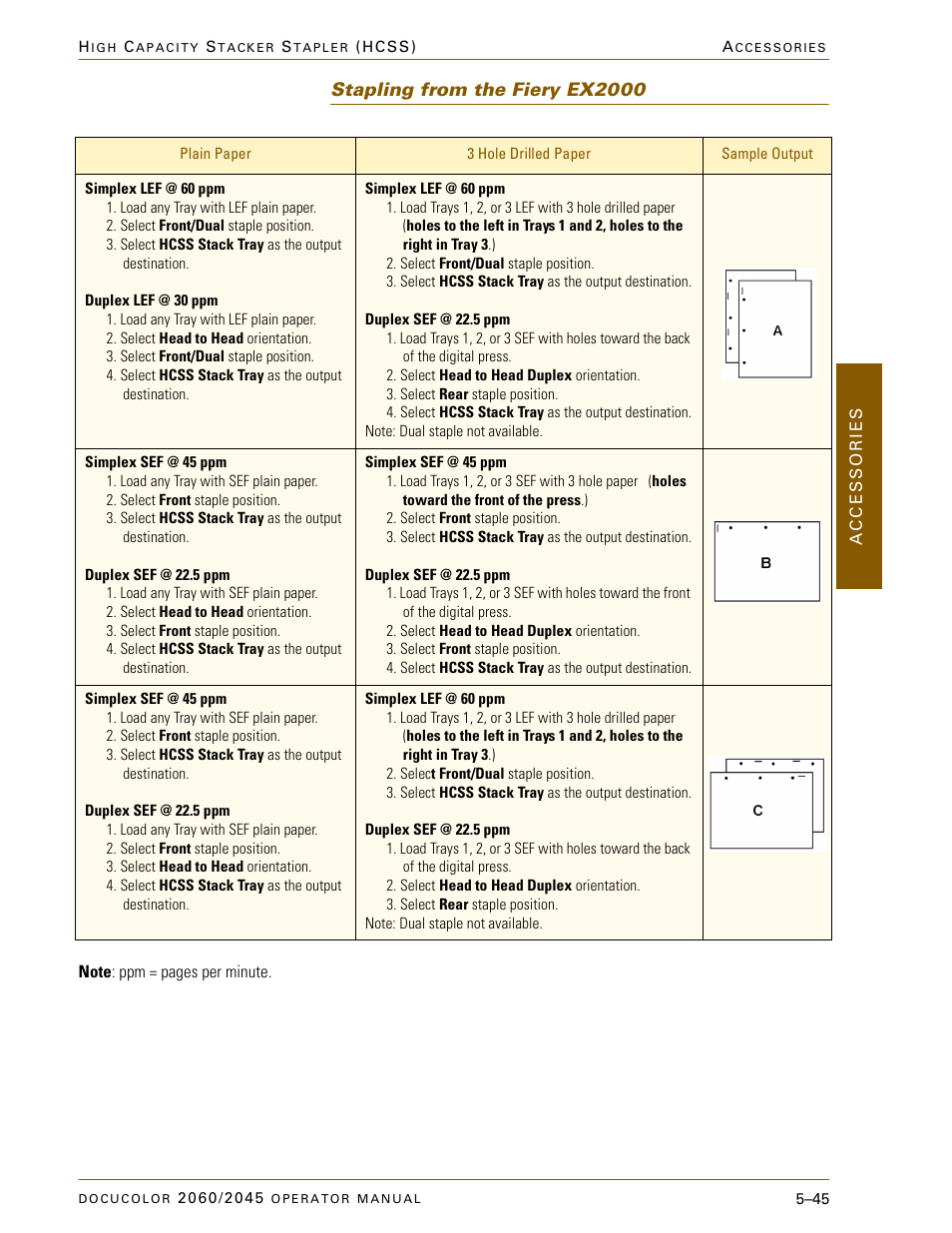 Stapling from the fiery ex2000, Stapling from the fiery ex2000 –45 | Xerox DocuColor 2060 User Manual | Page 257 / 340