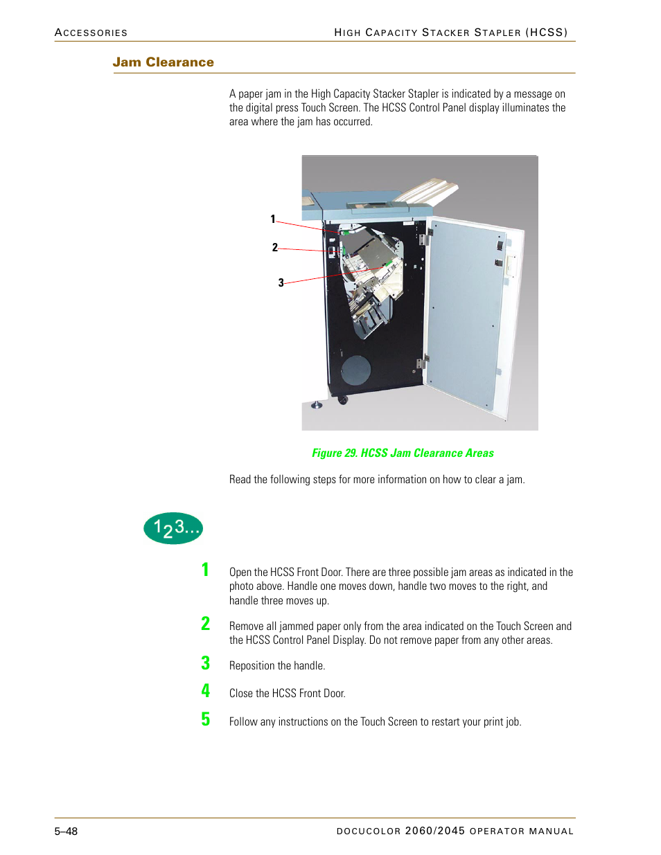 Jam clearance, Jam clearance –48 | Xerox DocuColor 2060 User Manual | Page 260 / 340