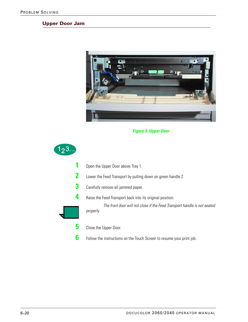 Upper door jam, Upper door jam –20 | Xerox DocuColor 2060 User Manual | Page 286 / 340