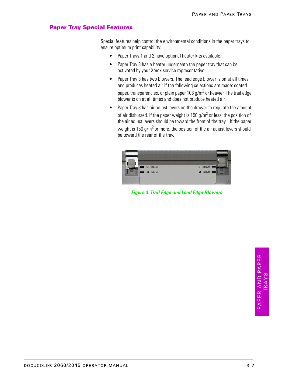 Paper tray special features, Paper tray special features –7 | Xerox DocuColor 2060 User Manual | Page 99 / 340