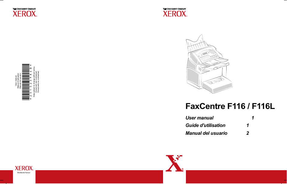Xerox FaxCentre F116 User Manual | 141 pages
