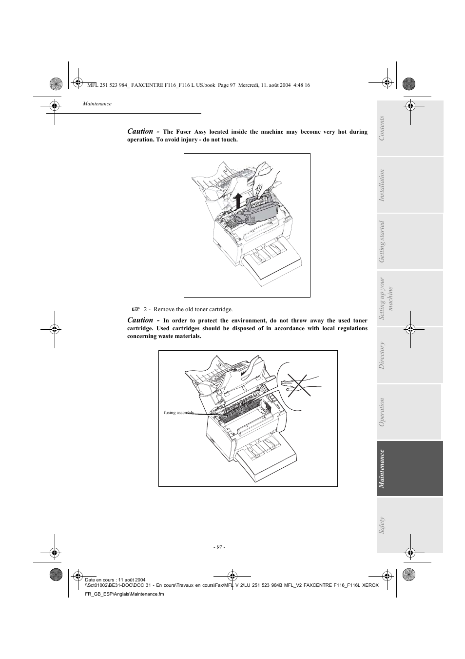 Xerox FaxCentre F116 User Manual | Page 101 / 141
