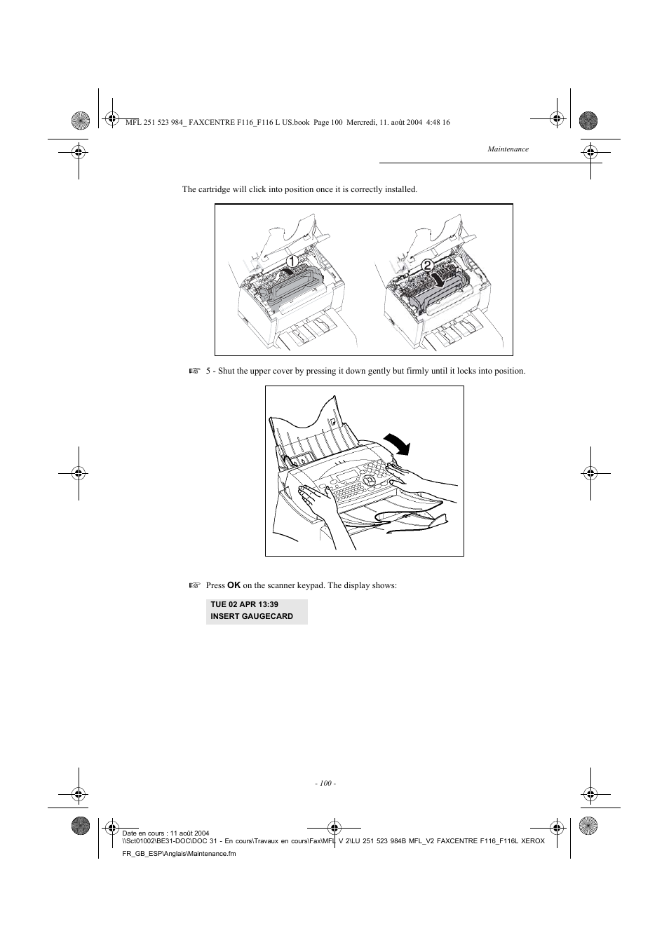 Xerox FaxCentre F116 User Manual | Page 104 / 141