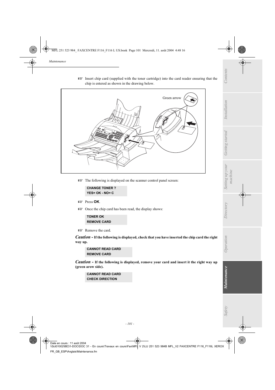 Xerox FaxCentre F116 User Manual | Page 105 / 141