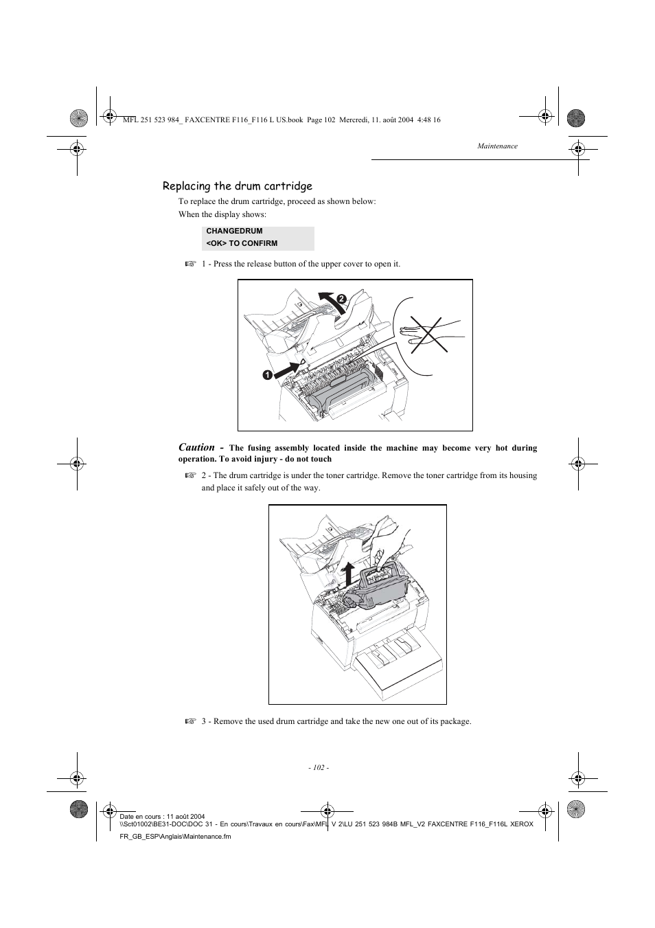 Xerox FaxCentre F116 User Manual | Page 106 / 141