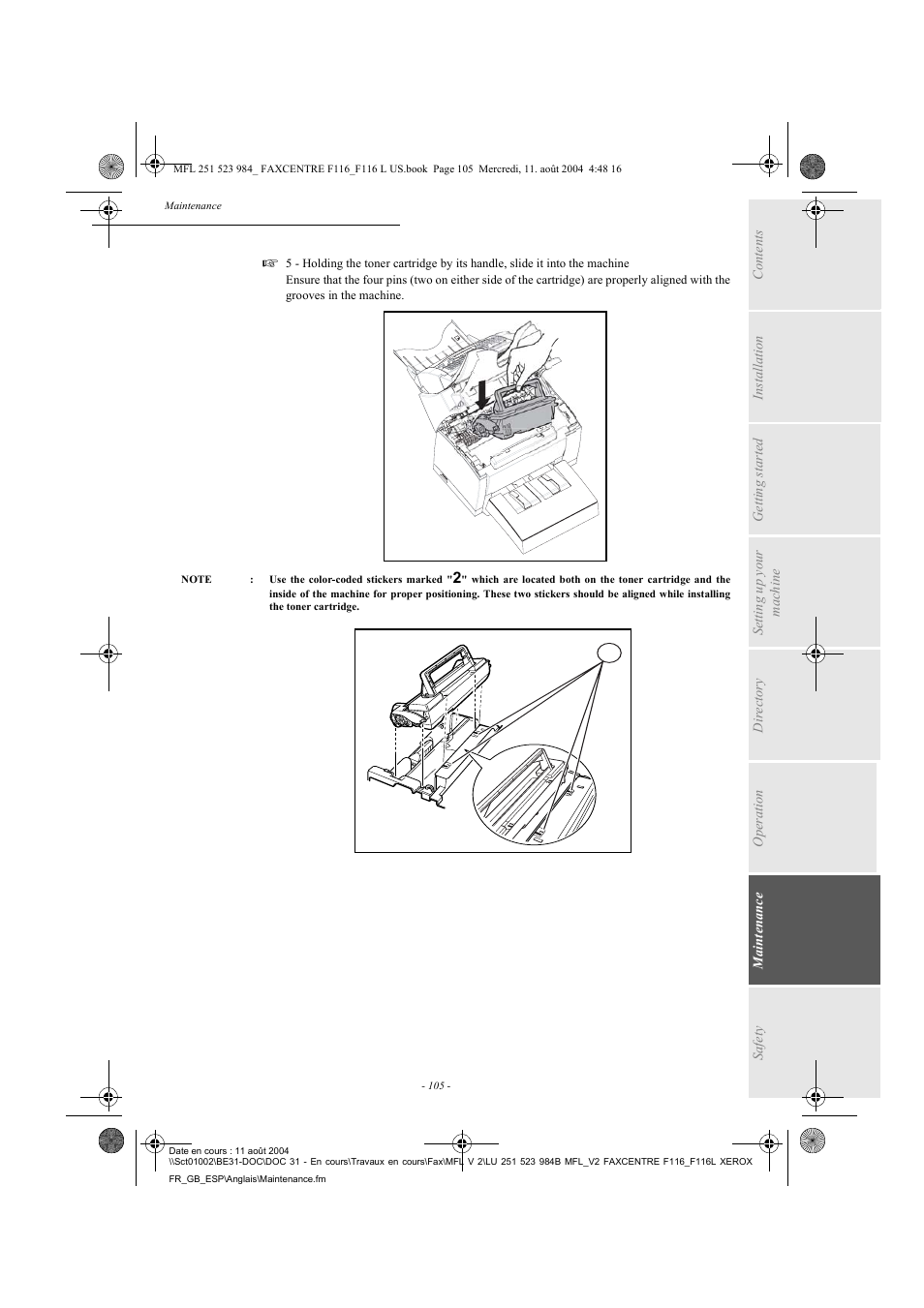 Xerox FaxCentre F116 User Manual | Page 109 / 141