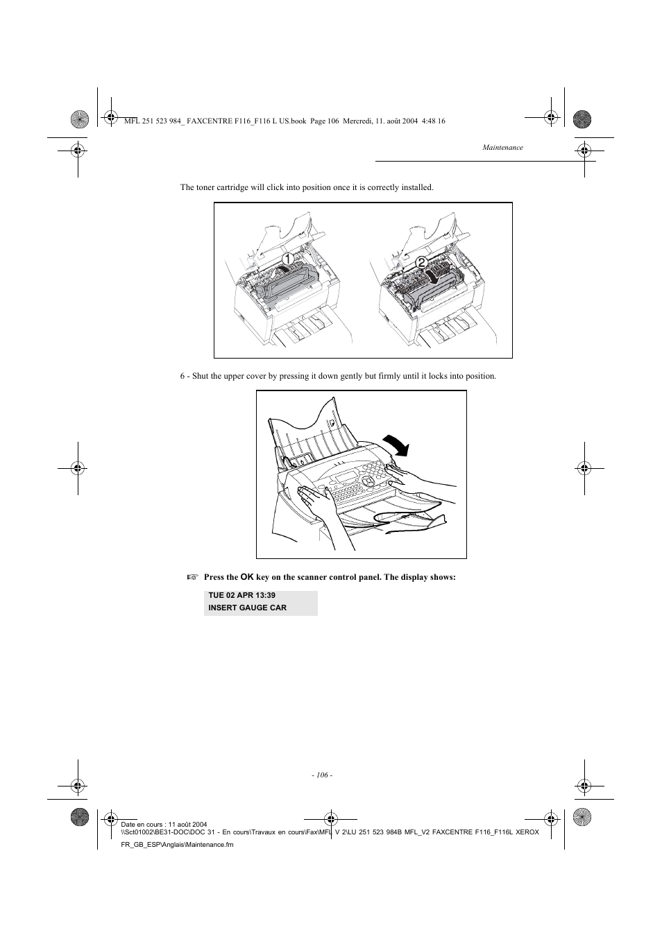Xerox FaxCentre F116 User Manual | Page 110 / 141