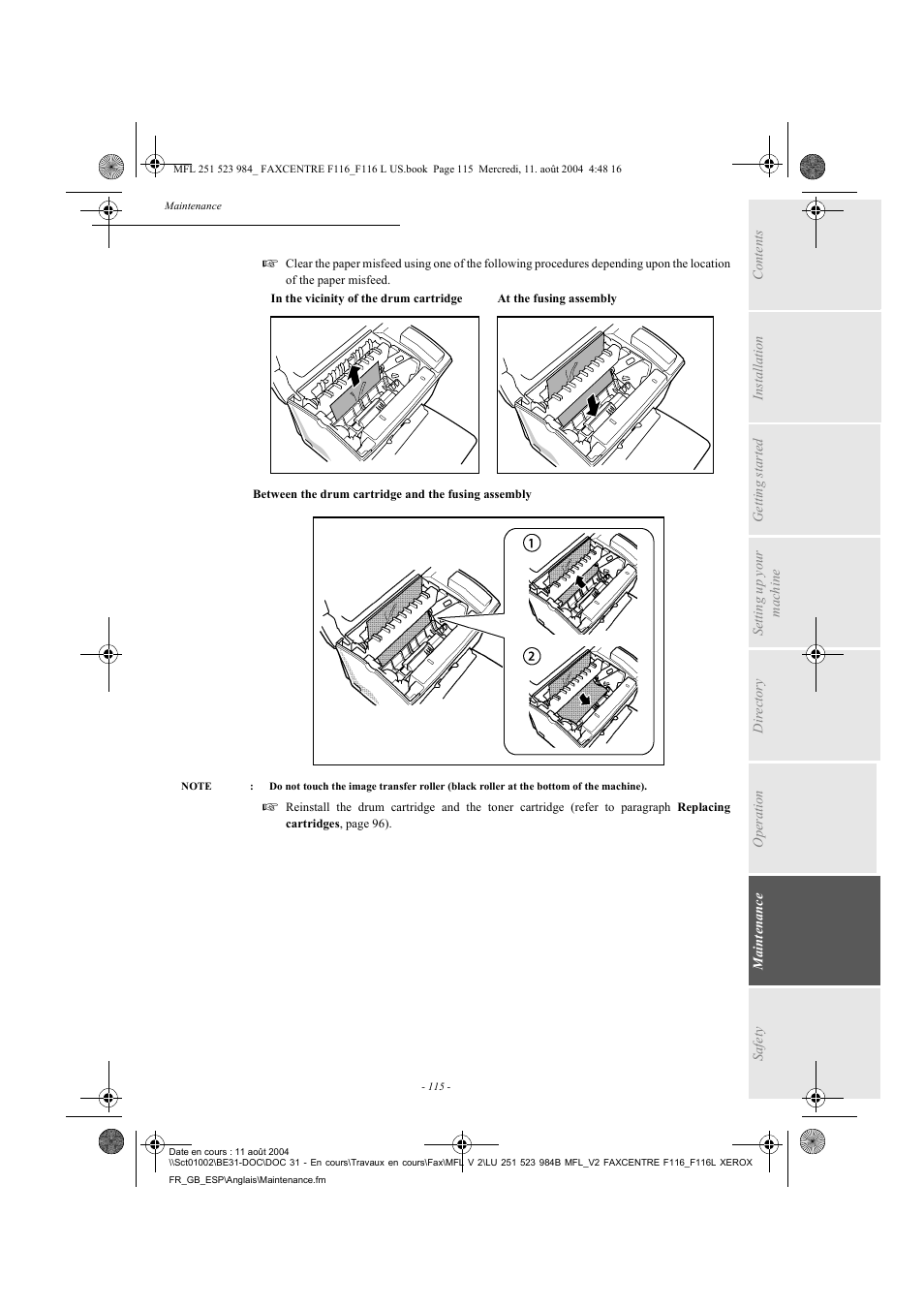 Xerox FaxCentre F116 User Manual | Page 119 / 141