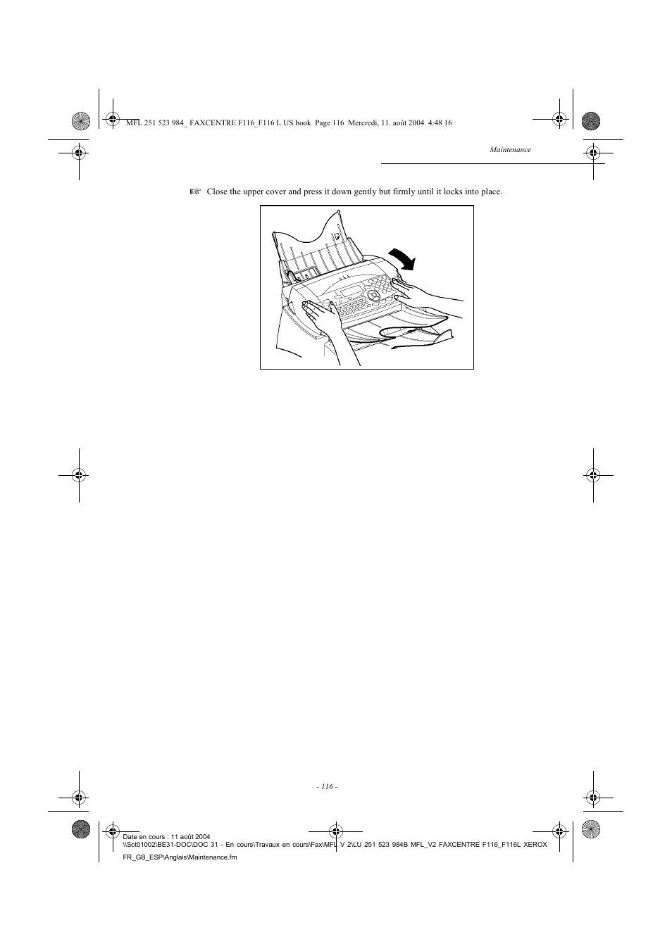 Xerox FaxCentre F116 User Manual | Page 120 / 141