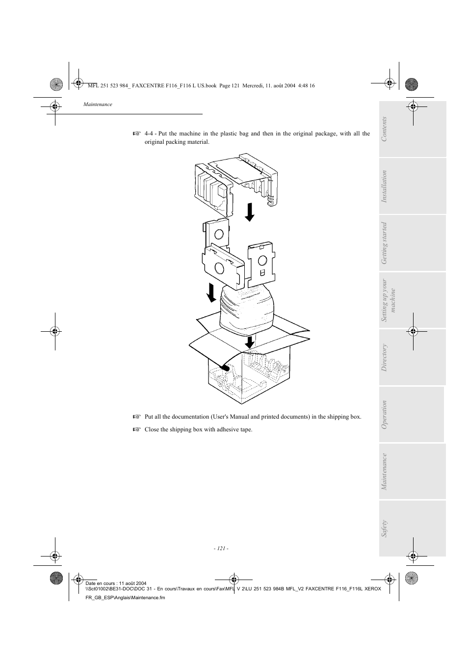 Xerox FaxCentre F116 User Manual | Page 125 / 141