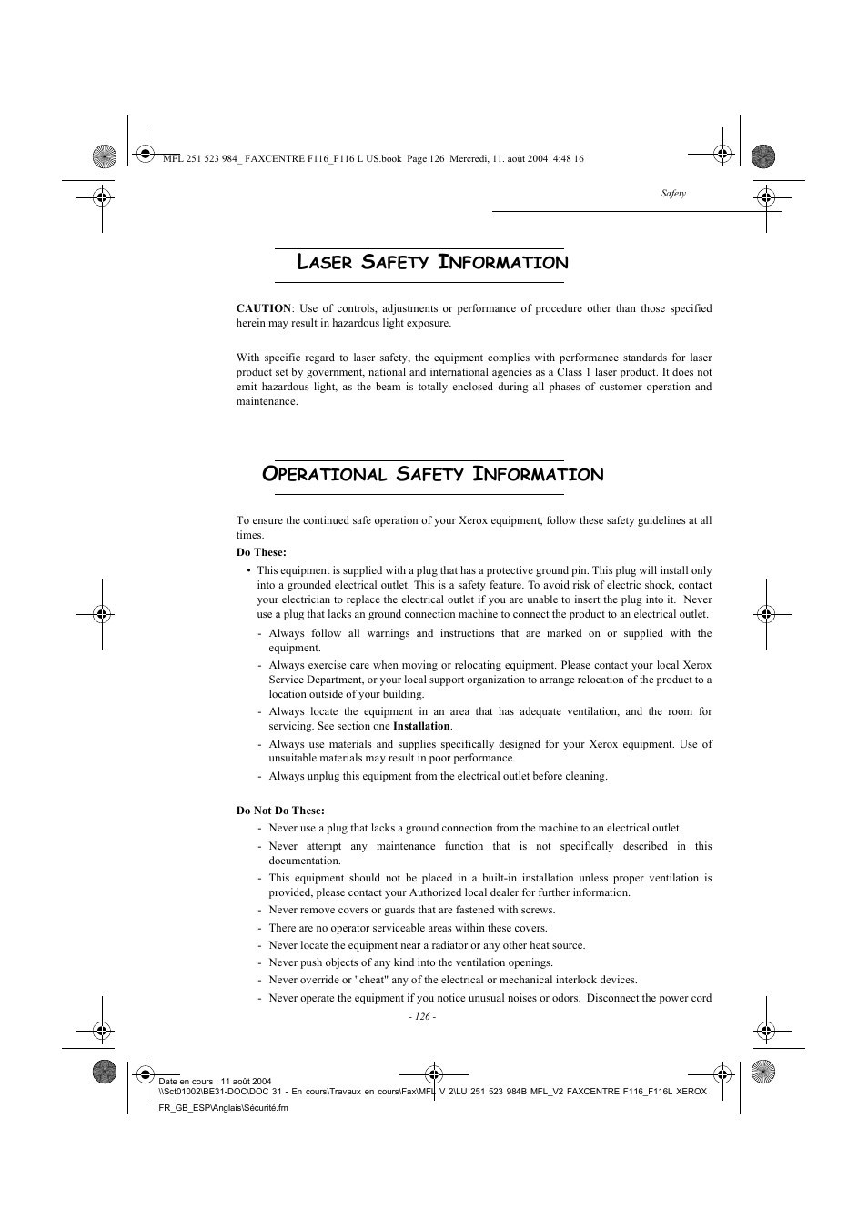 Xerox FaxCentre F116 User Manual | Page 130 / 141
