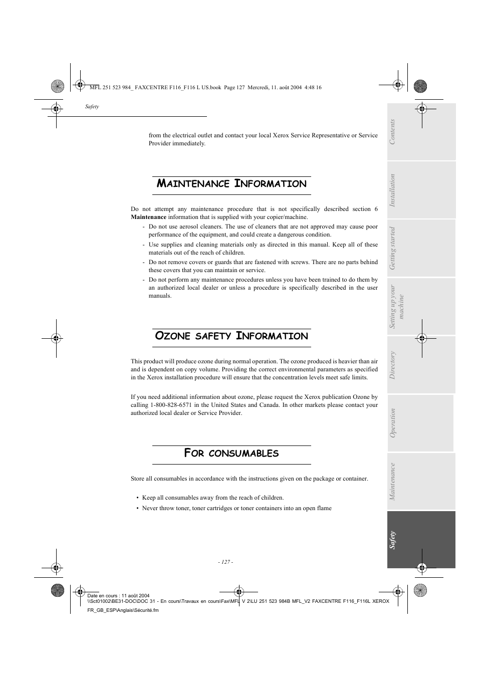 Xerox FaxCentre F116 User Manual | Page 131 / 141