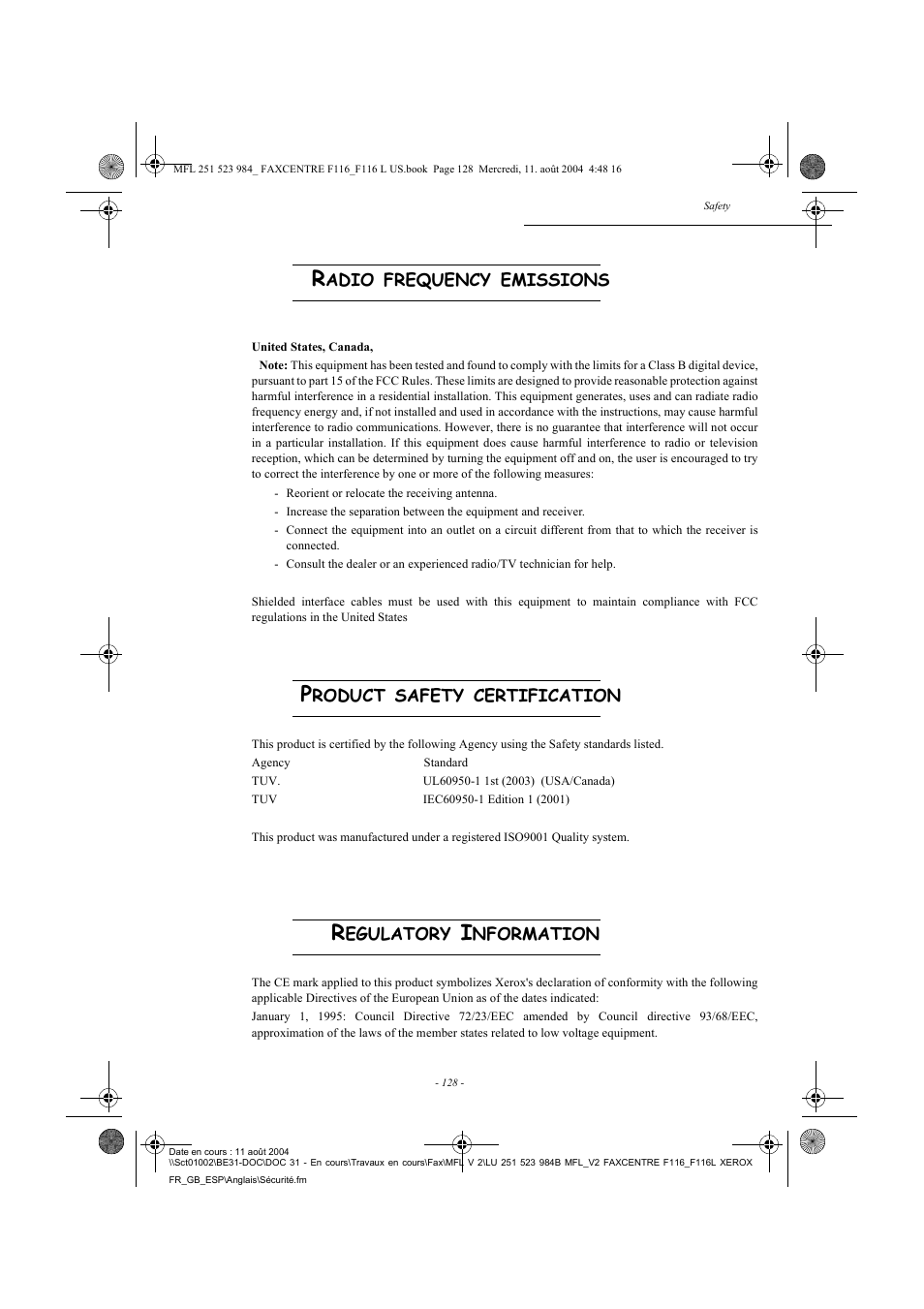 Xerox FaxCentre F116 User Manual | Page 132 / 141