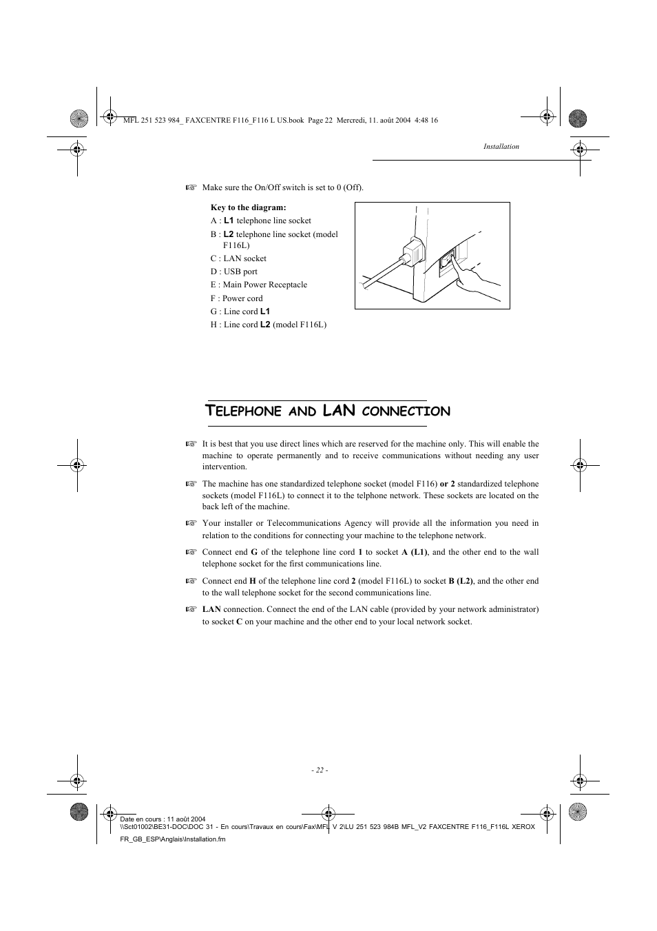 Xerox FaxCentre F116 User Manual | Page 26 / 141