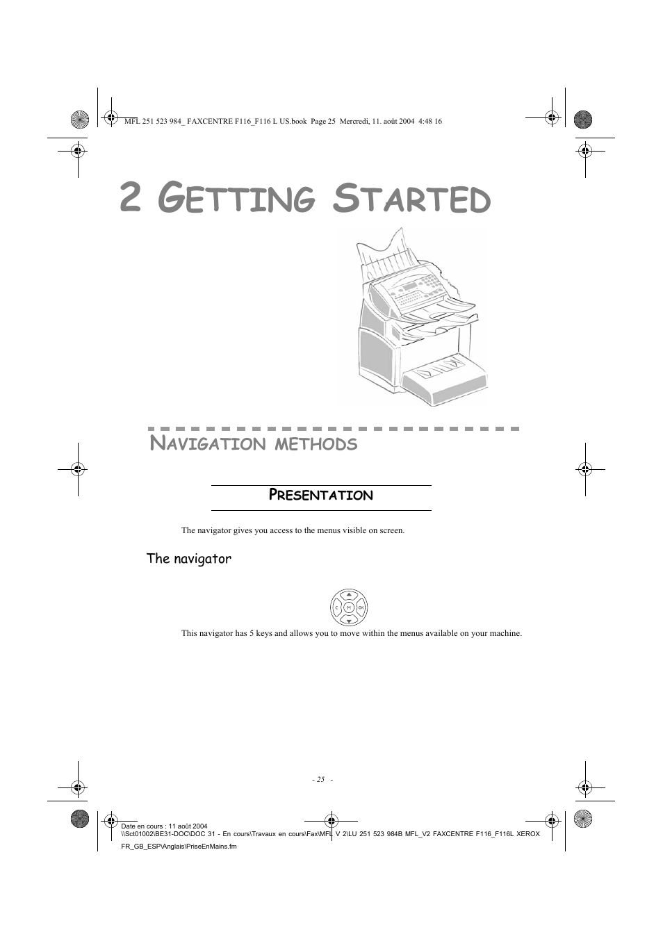 Etting, Tarted | Xerox FaxCentre F116 User Manual | Page 29 / 141