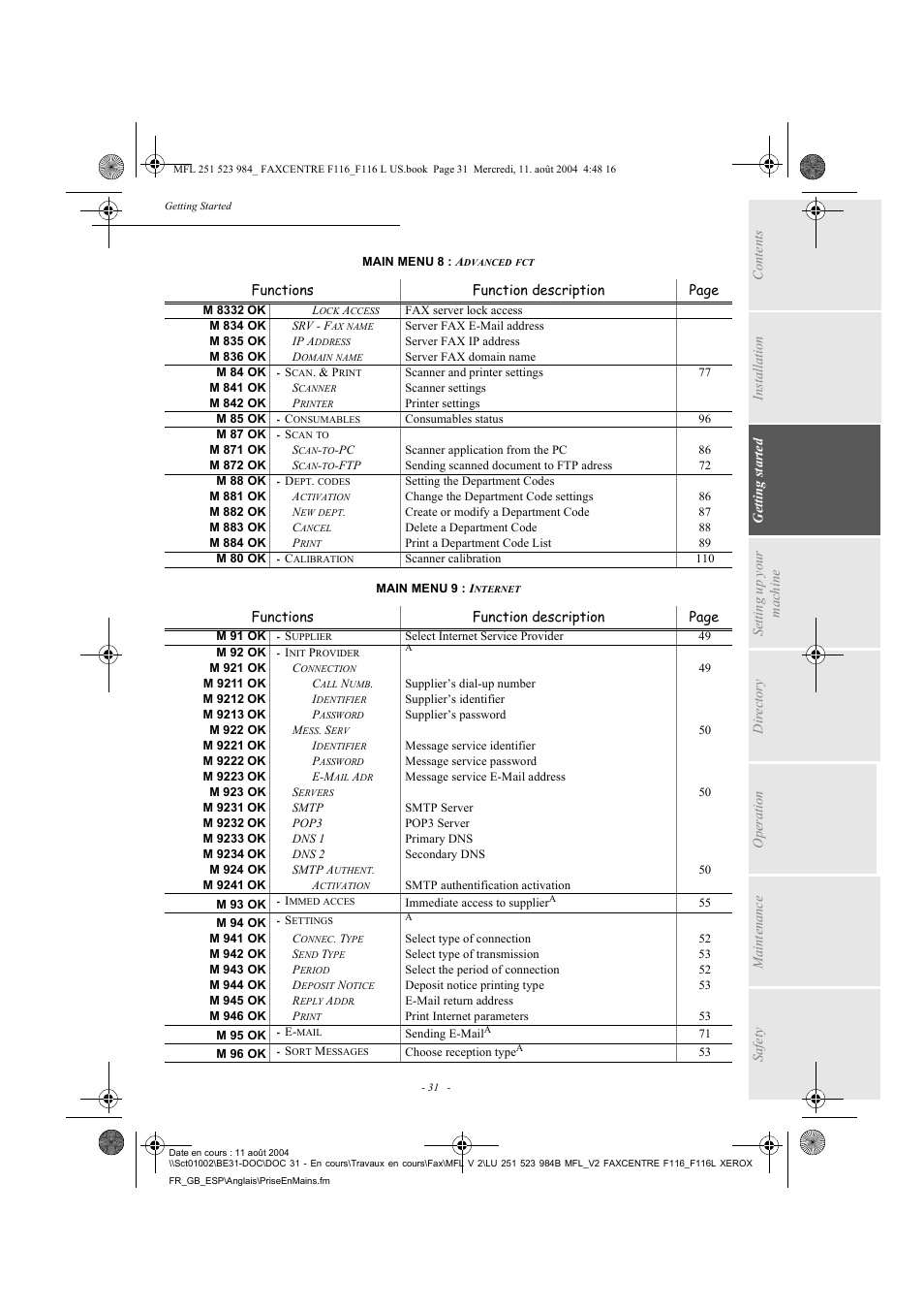 Xerox FaxCentre F116 User Manual | Page 35 / 141