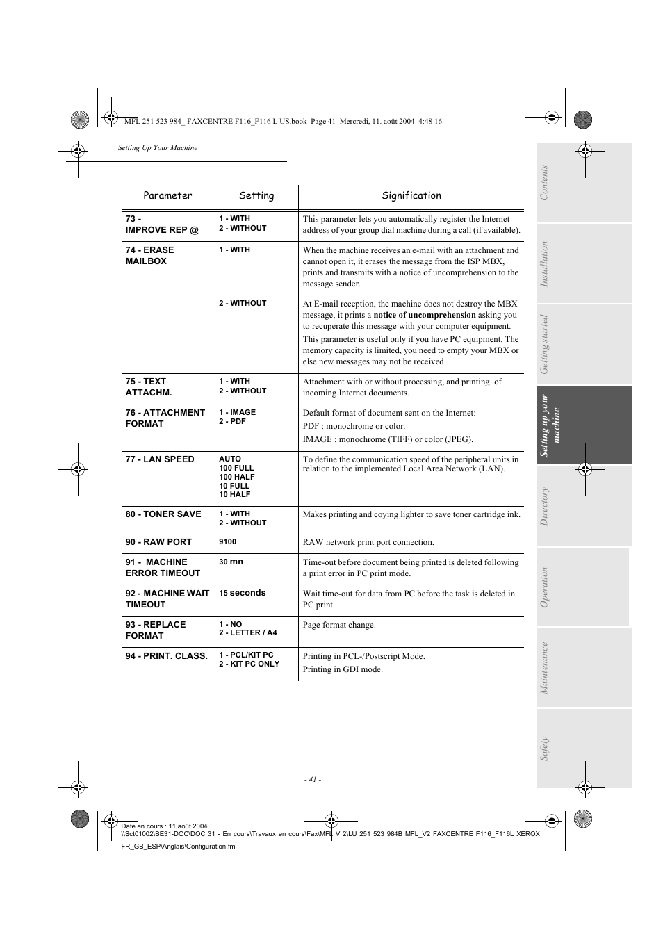 Xerox FaxCentre F116 User Manual | Page 45 / 141