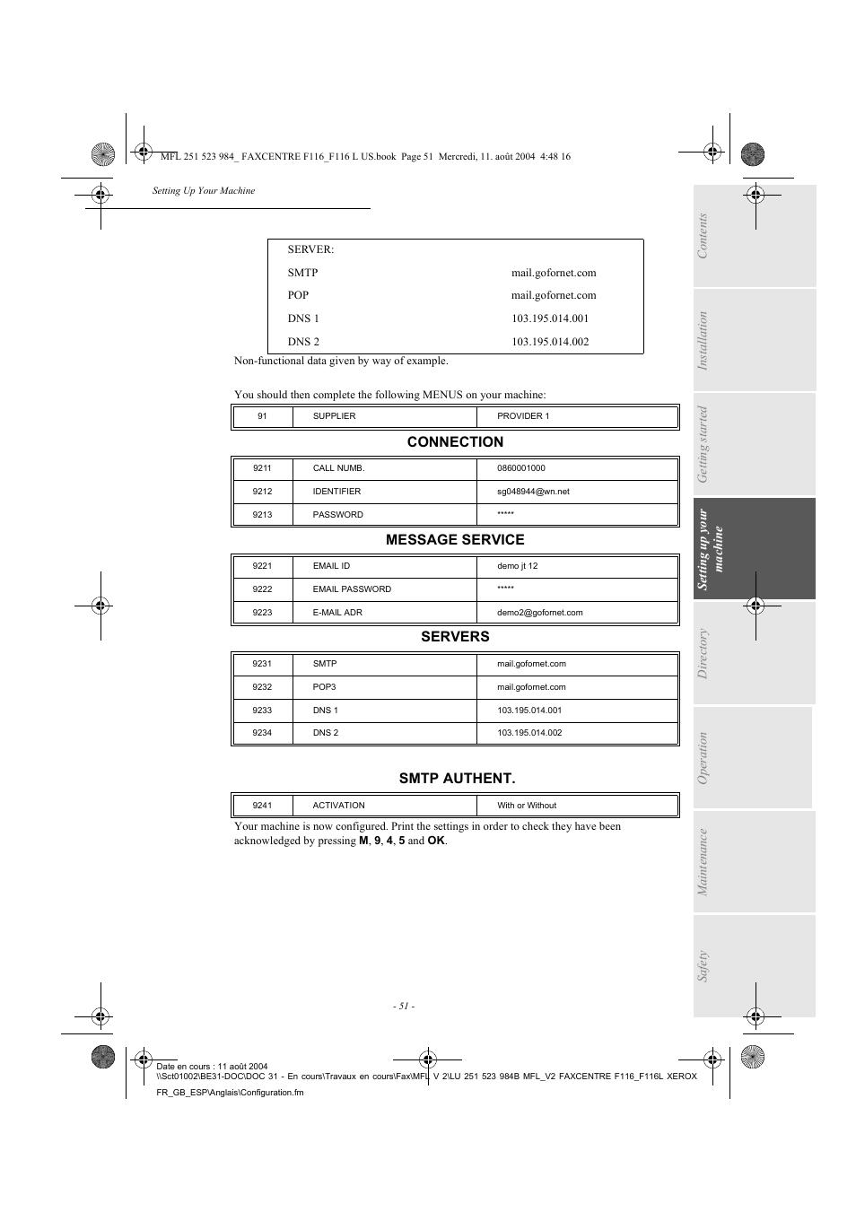 Xerox FaxCentre F116 User Manual | Page 55 / 141
